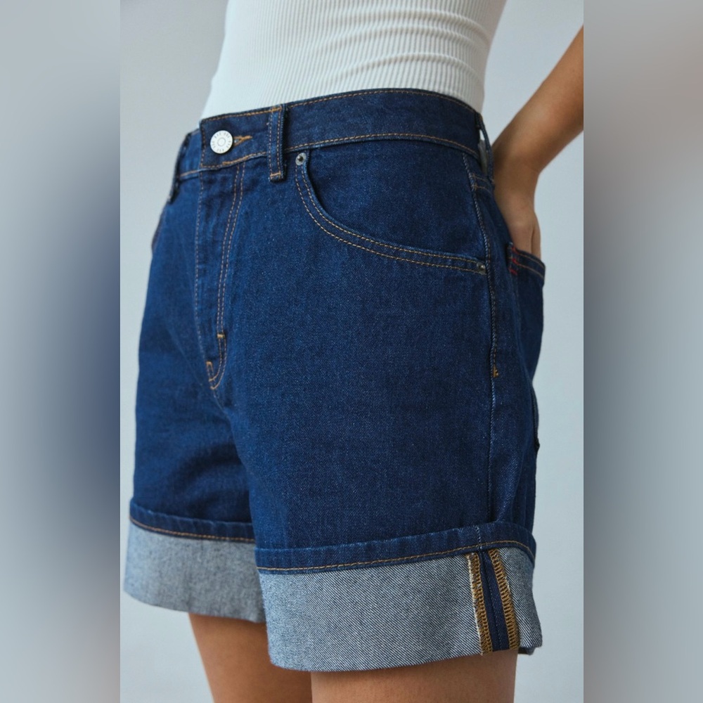 BDG Dark Blue Jean Shorts with Cuffed Hem